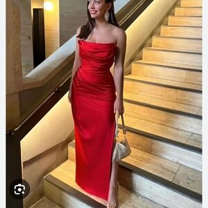 House of Cb Adrienne red maxi corset dress